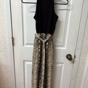 H&M Black and Snake Print Jumpsuit